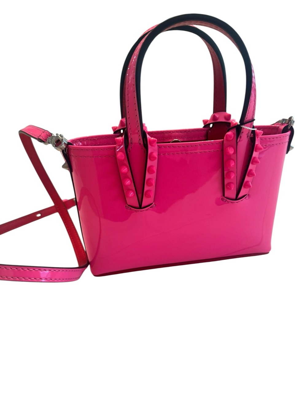 Christian Louboutin Cabata Mini Studded Patent Mini Tote/crossbody - with COA